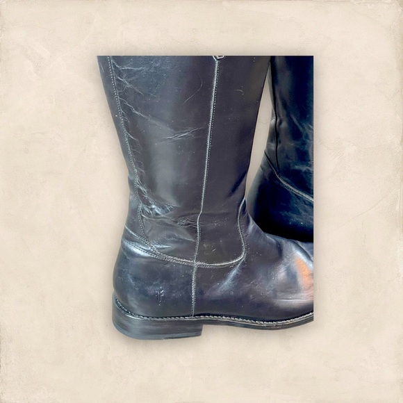 Frye Jayden Tall Button Riding Equestrian boots Black and cognac Extended Calf - Picture 4 of 14